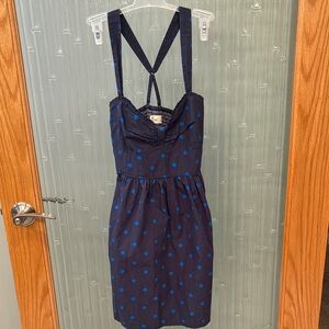 Hollister Navy Sundress with Blue Polka Dots